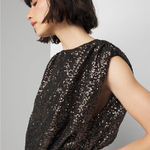 WHBM Gunmetal Sequin Dress Sz LP NWT - Picture 3 of 5
